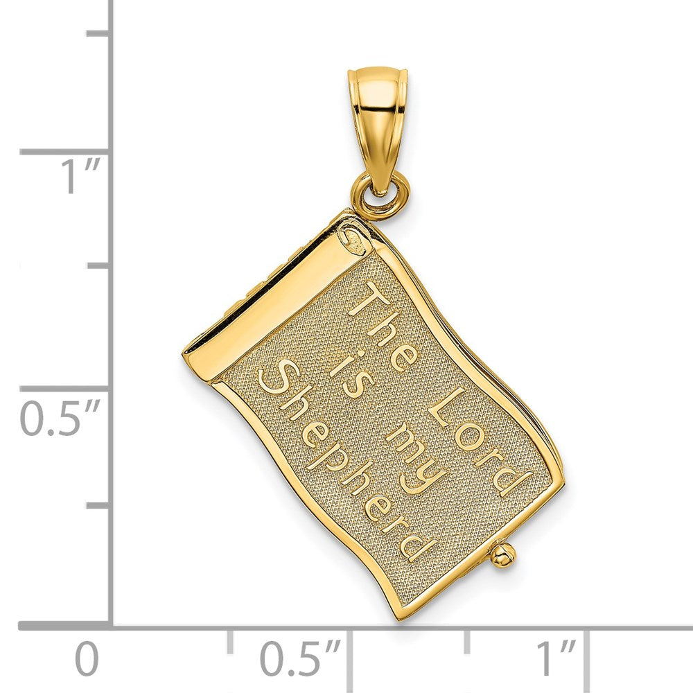 14k Yellow Gold 3-D Moveable Pages The Lord Is My Shepherd Psalm 23 Charm