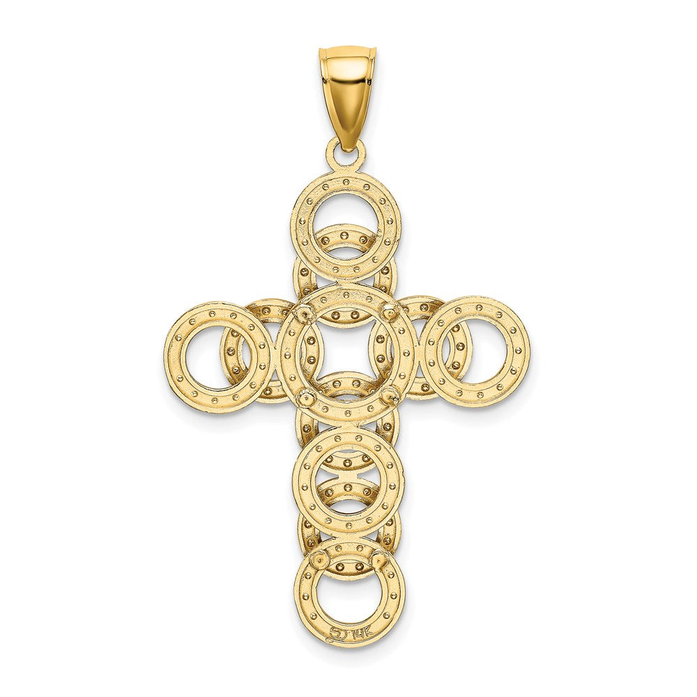 14k Yellow Gold 2-D Circular Infinity Illusion Cross Charm