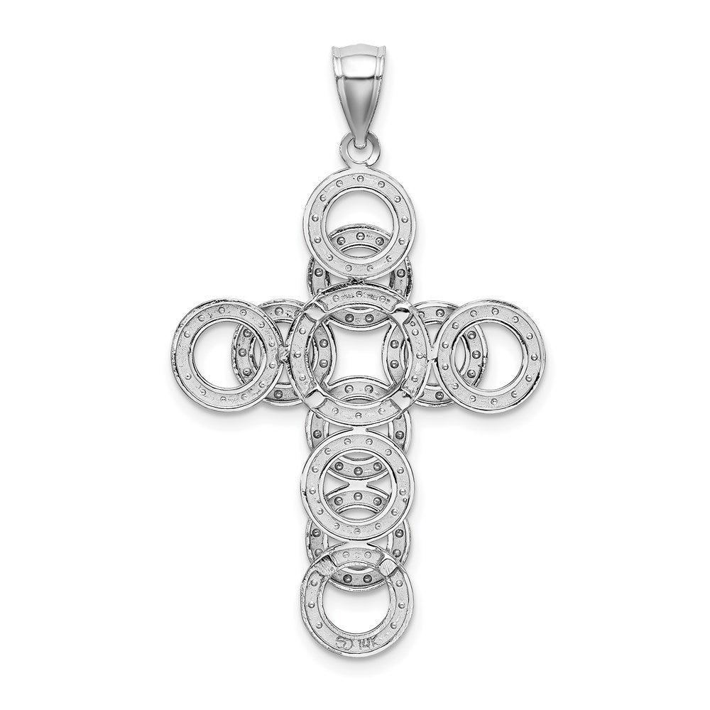 14k White Gold 2-D Circular Infinity Illusion Cross Charm