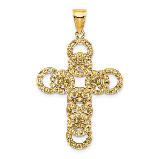 14k Yellow Gold 2-D Circular Infinity Illusion Cross Charm