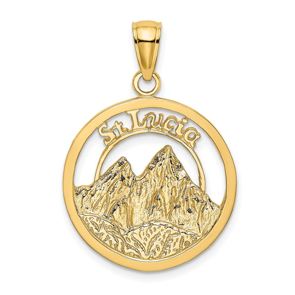 14k Yellow Gold ST. LUCIA Twin Pitons Charm