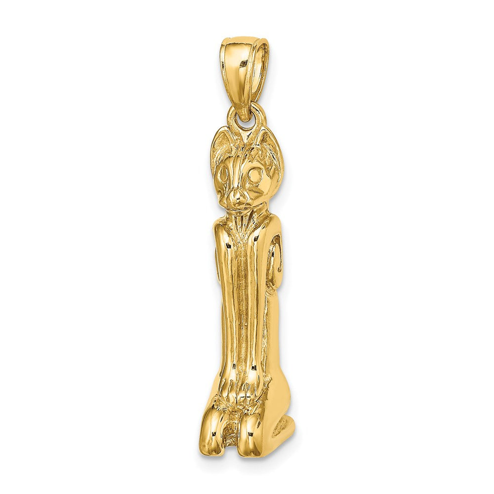 14k Yellow Gold 3D Polished MARCO ISLAND Cat Charm