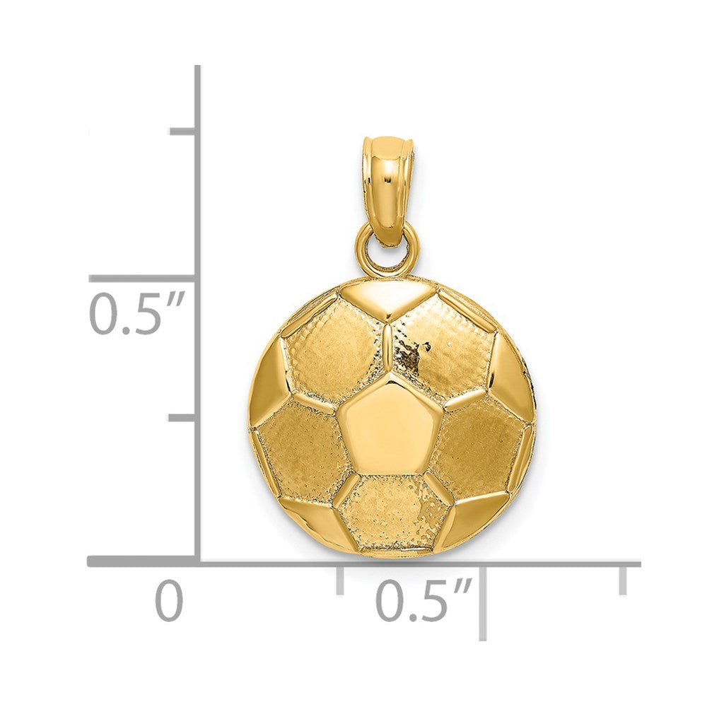 14k Yellow Gold 2-D Engraveable Soccer Ball Charm