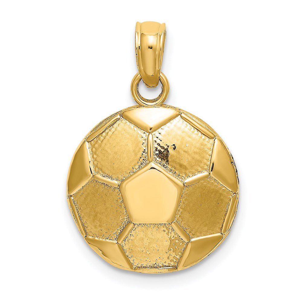 14k Yellow Gold 2-D Engraveable Soccer Ball Charm