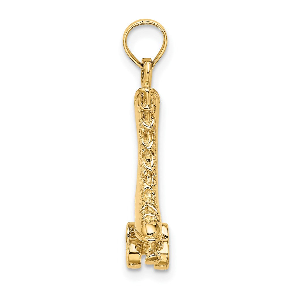 14k Yellow Gold 3-D Roller Skate Charm