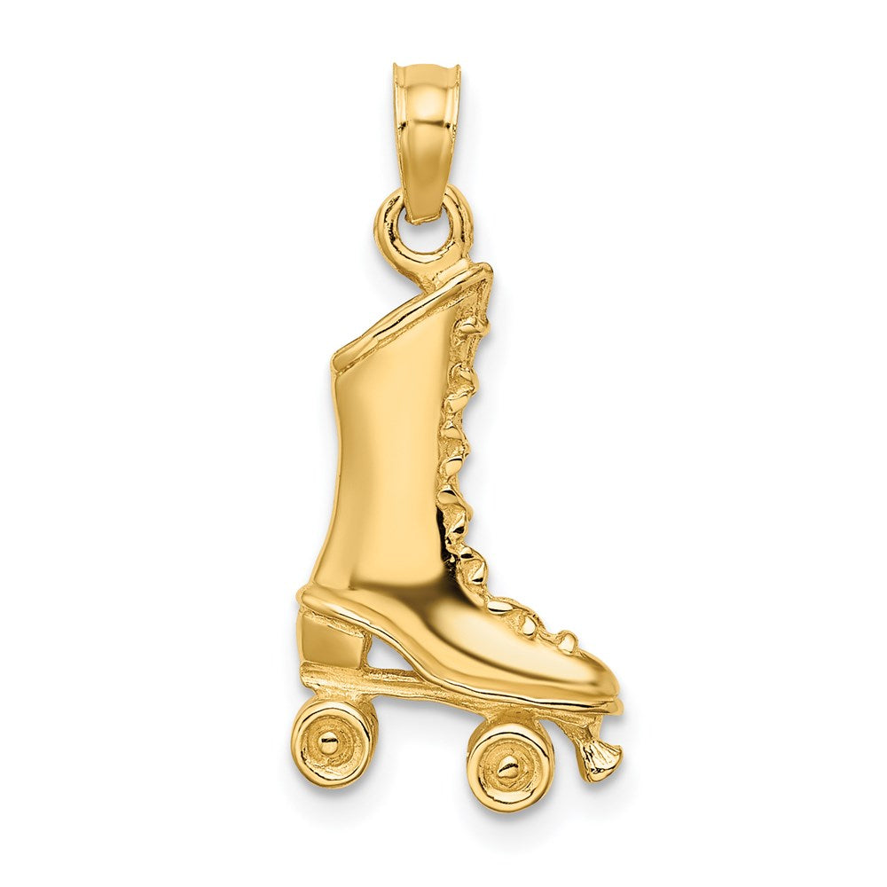 14k Yellow Gold 3-D Roller Skate Charm