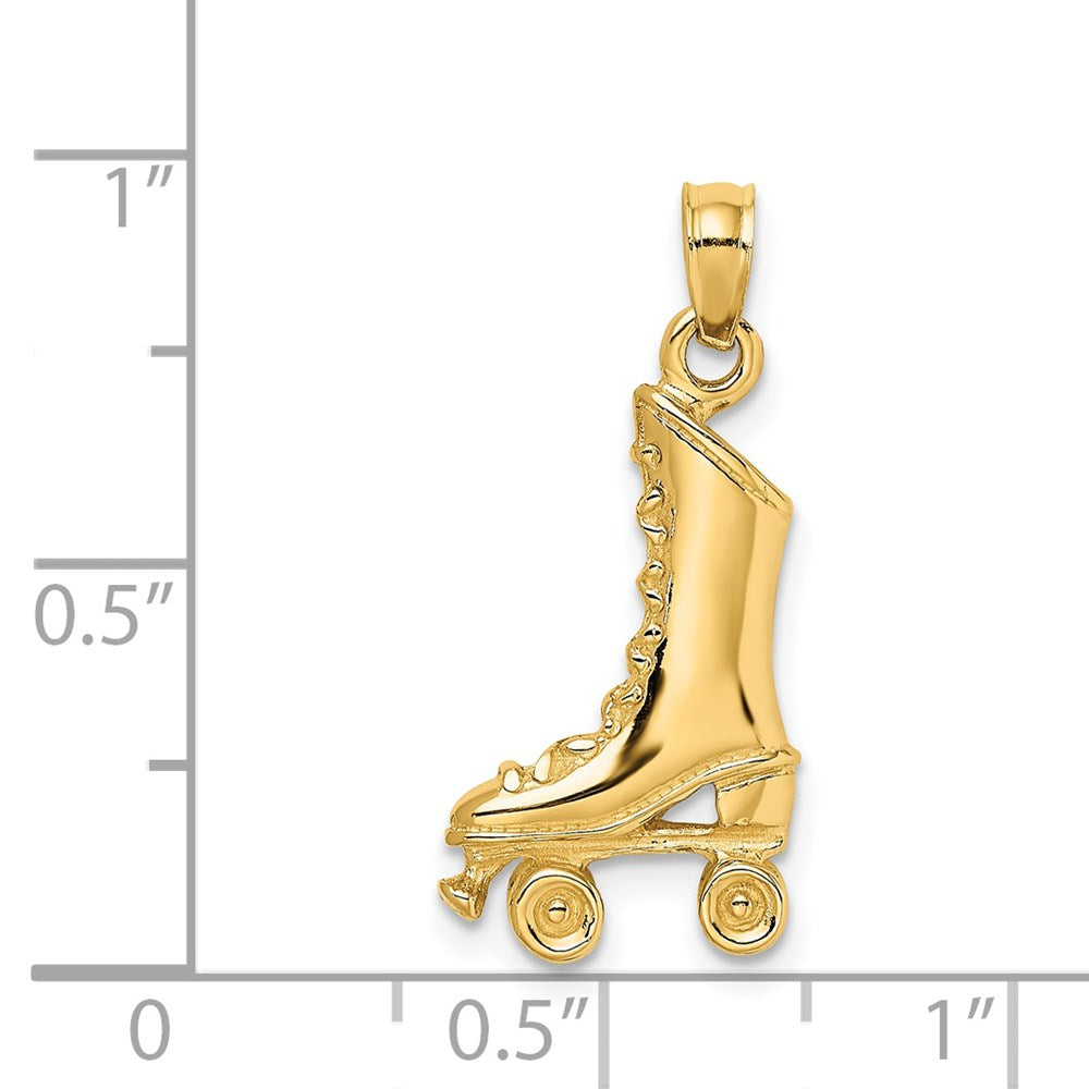 14k Yellow Gold 3-D Roller Skate Charm