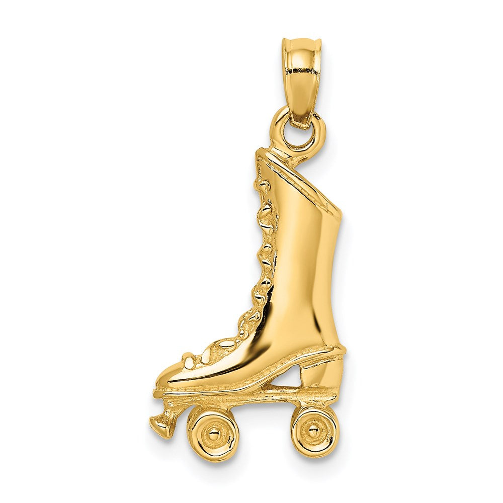 14k Yellow Gold 3-D Roller Skate Charm