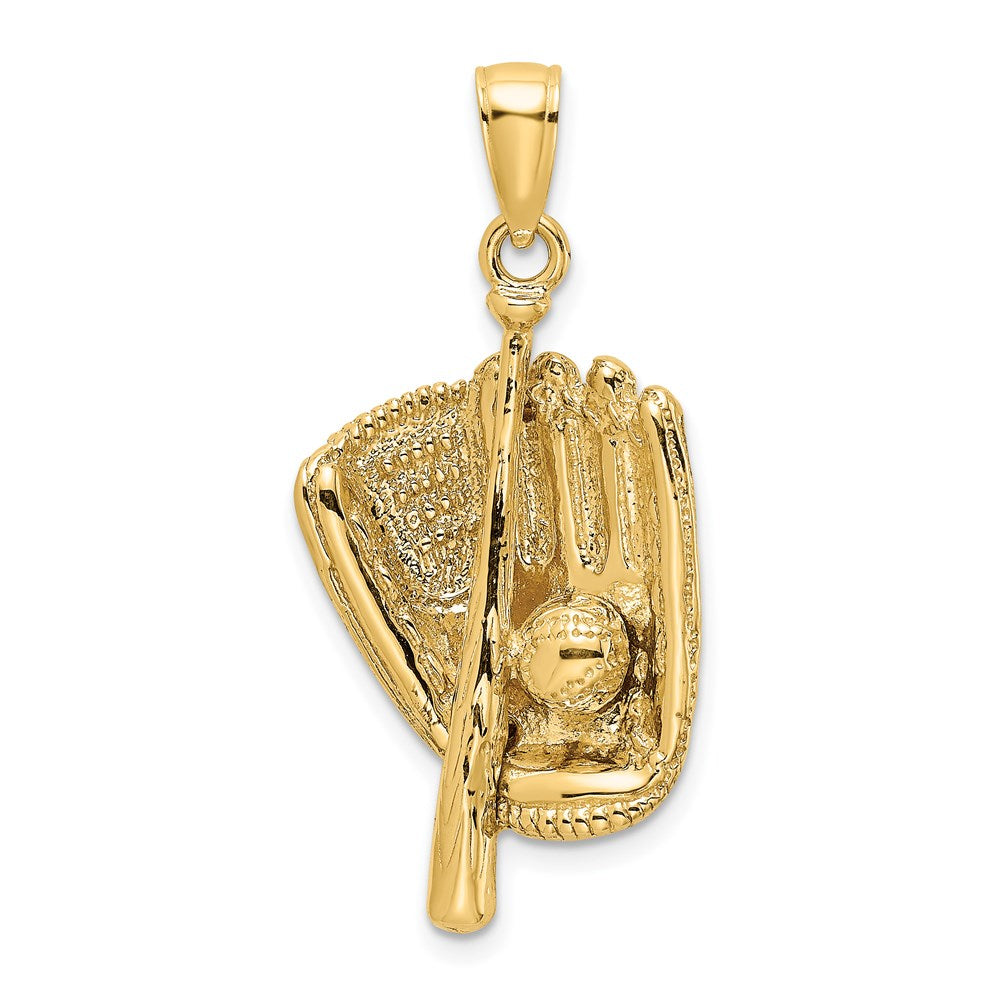 14k Yellow Gold 3-D Baseball Glove Bat and Ball Charm