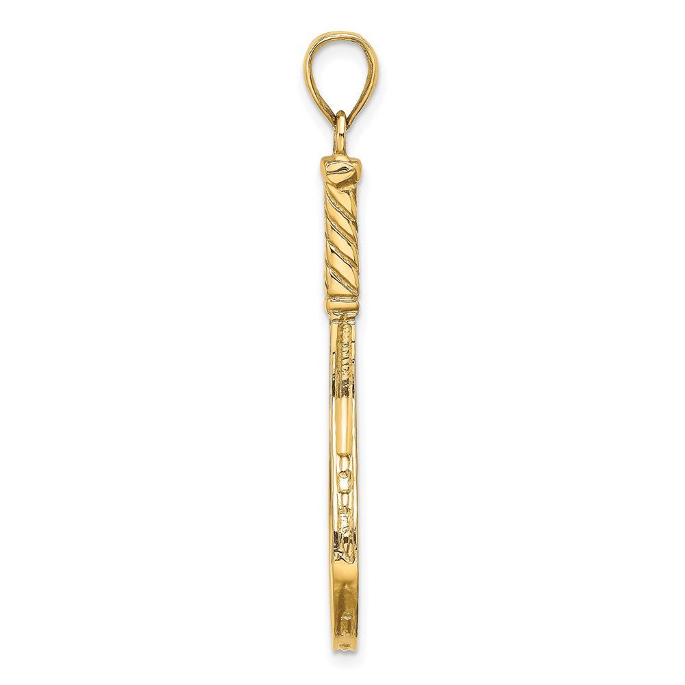 14k Yellow Gold 3-D Polished Tennis Racquet Charm