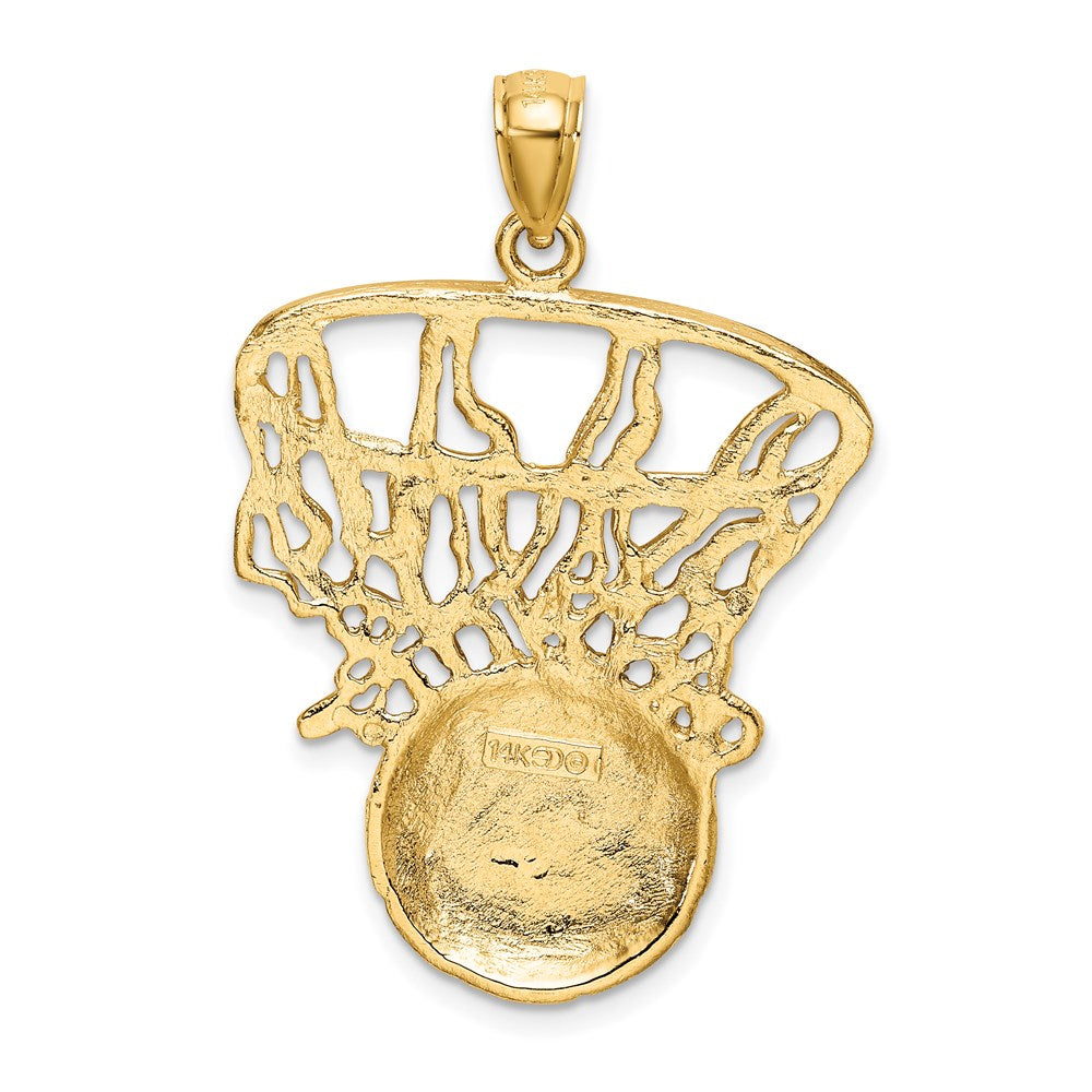 14k Yellow Gold Swoosh Basketball and Net Charm