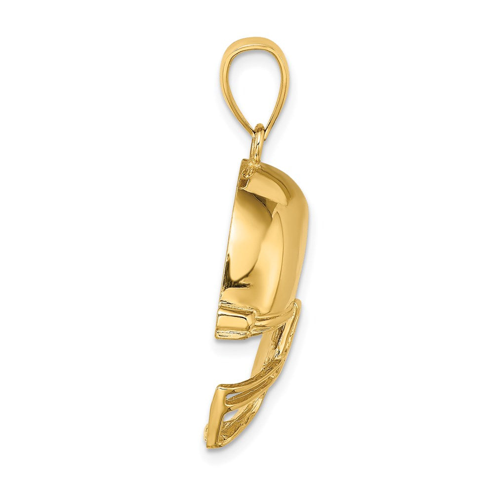 14k Yellow Gold 2-D Polished Football Helmet Charm