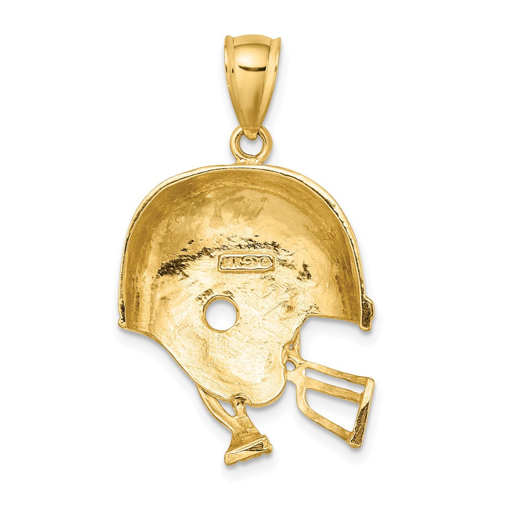 14k Yellow Gold 2-D Polished Football Helmet Charm