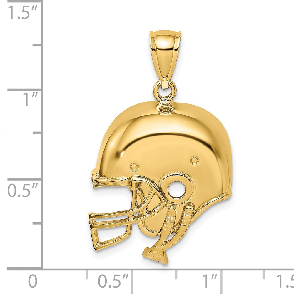 14k Yellow Gold 2-D Polished Football Helmet Charm