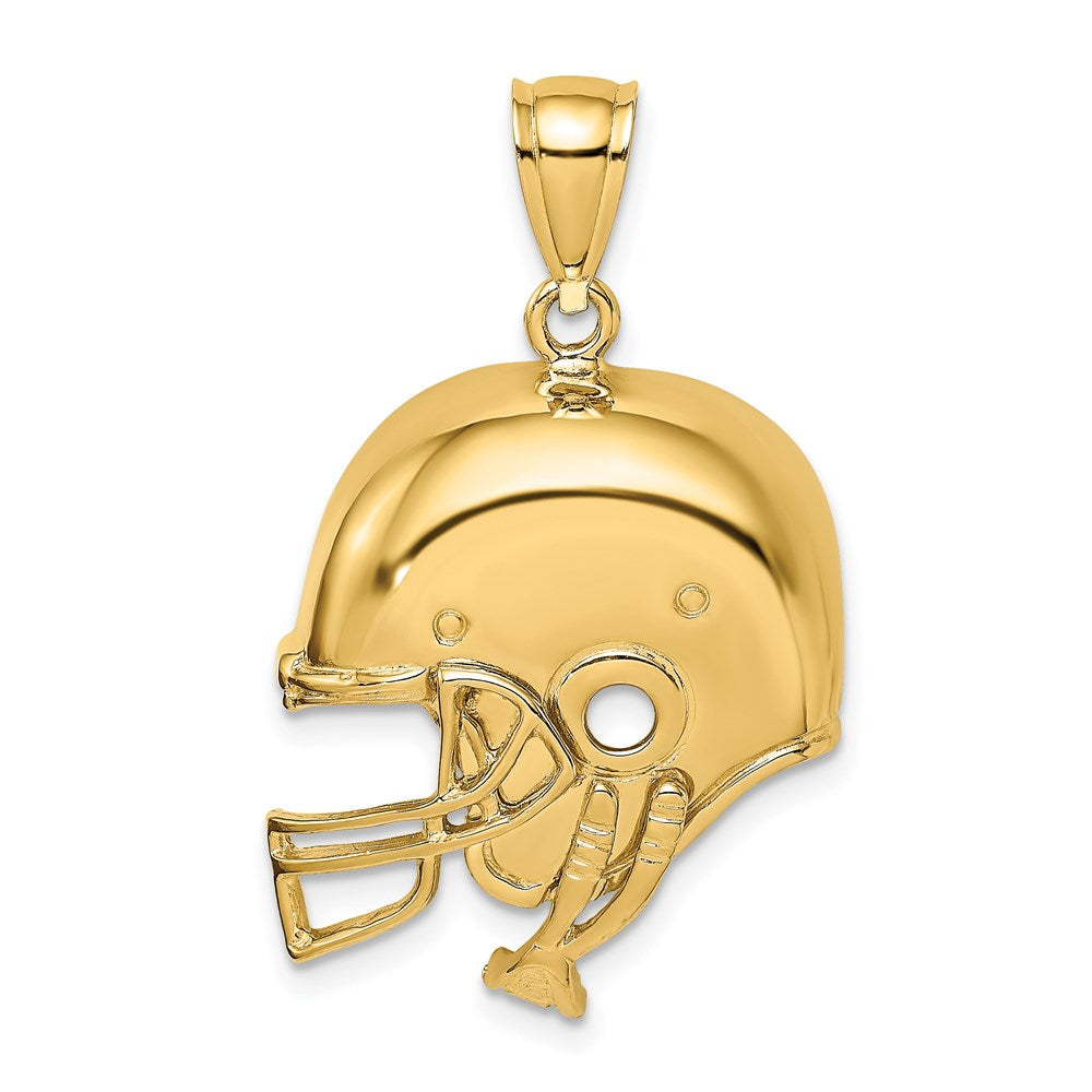 14k Yellow Gold 2-D Polished Football Helmet Charm