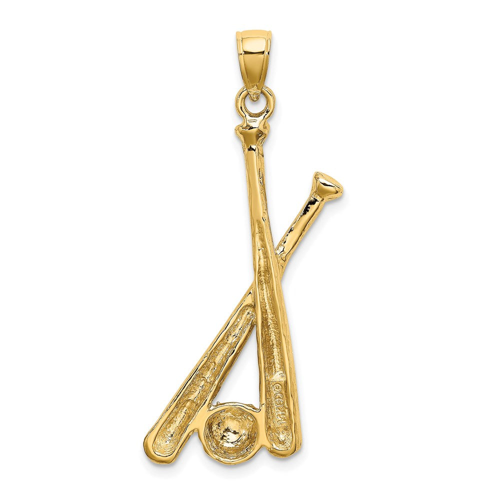 14k Yellow Gold 2-D Baseball Bats and Ball Charm