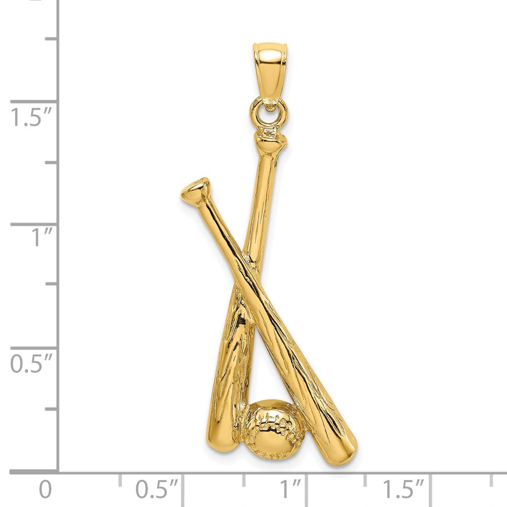 14k Yellow Gold 2-D Baseball Bats and Ball Charm