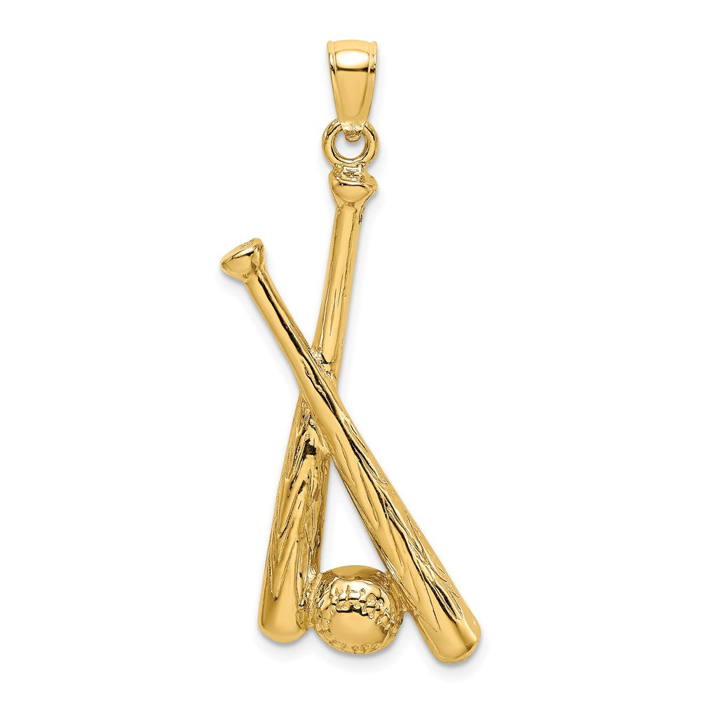 14k Yellow Gold 2-D Baseball Bats and Ball Charm