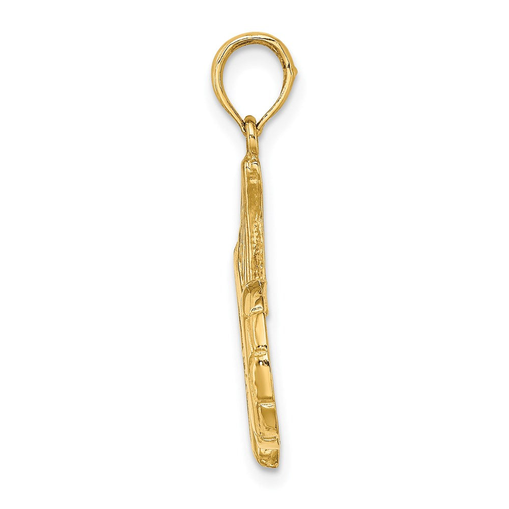 14k Yellow Gold 2-D Soccer Shoe Kicking Ball Charm