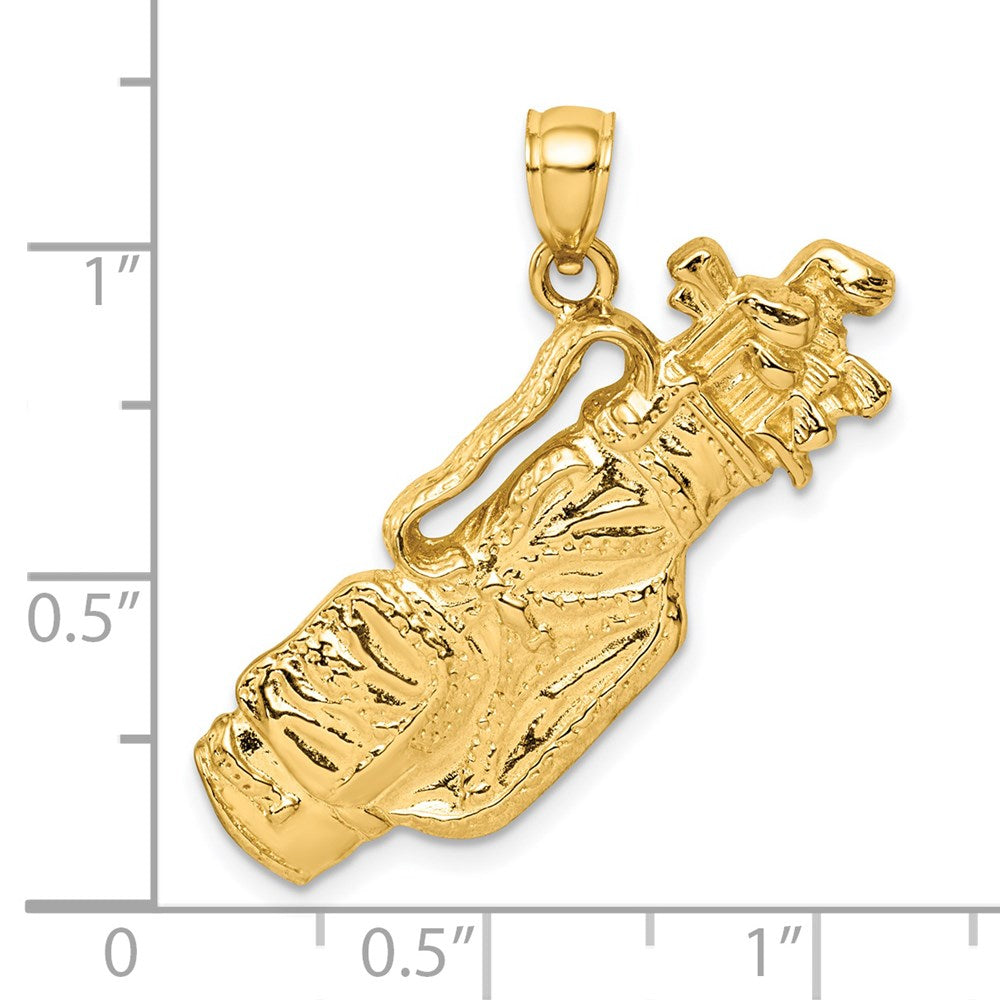 14k Yellow Gold 2-D Golf Bag and Clubs Charm