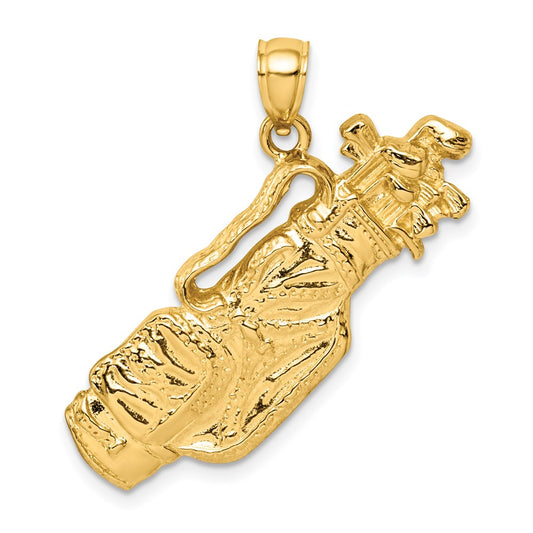 14k Yellow Gold 2-D Golf Bag and Clubs Charm