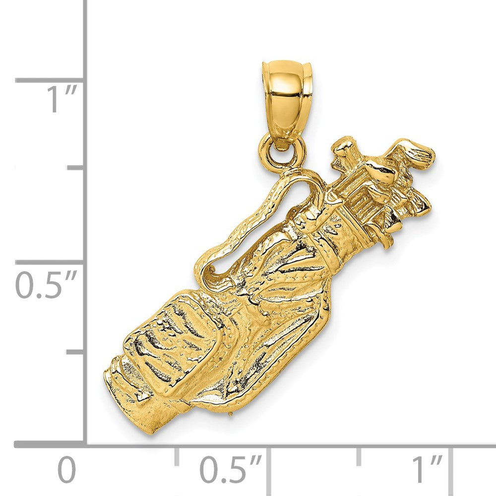 14k Yellow Gold 2-D Golf Bag and Clubs Charm