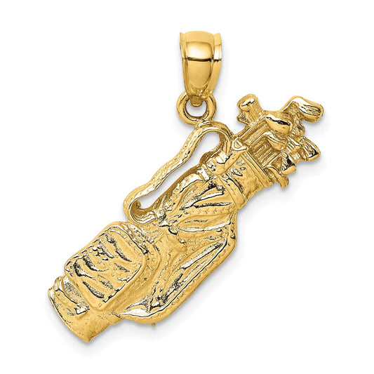 14k Yellow Gold 2-D Golf Bag and Clubs Charm