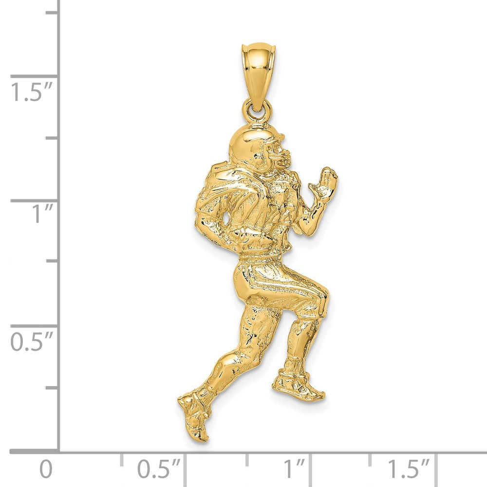 14k Yellow Gold Polished Running Football Player Charm