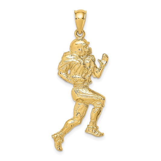 14k Yellow Gold Polished Running Football Player Charm