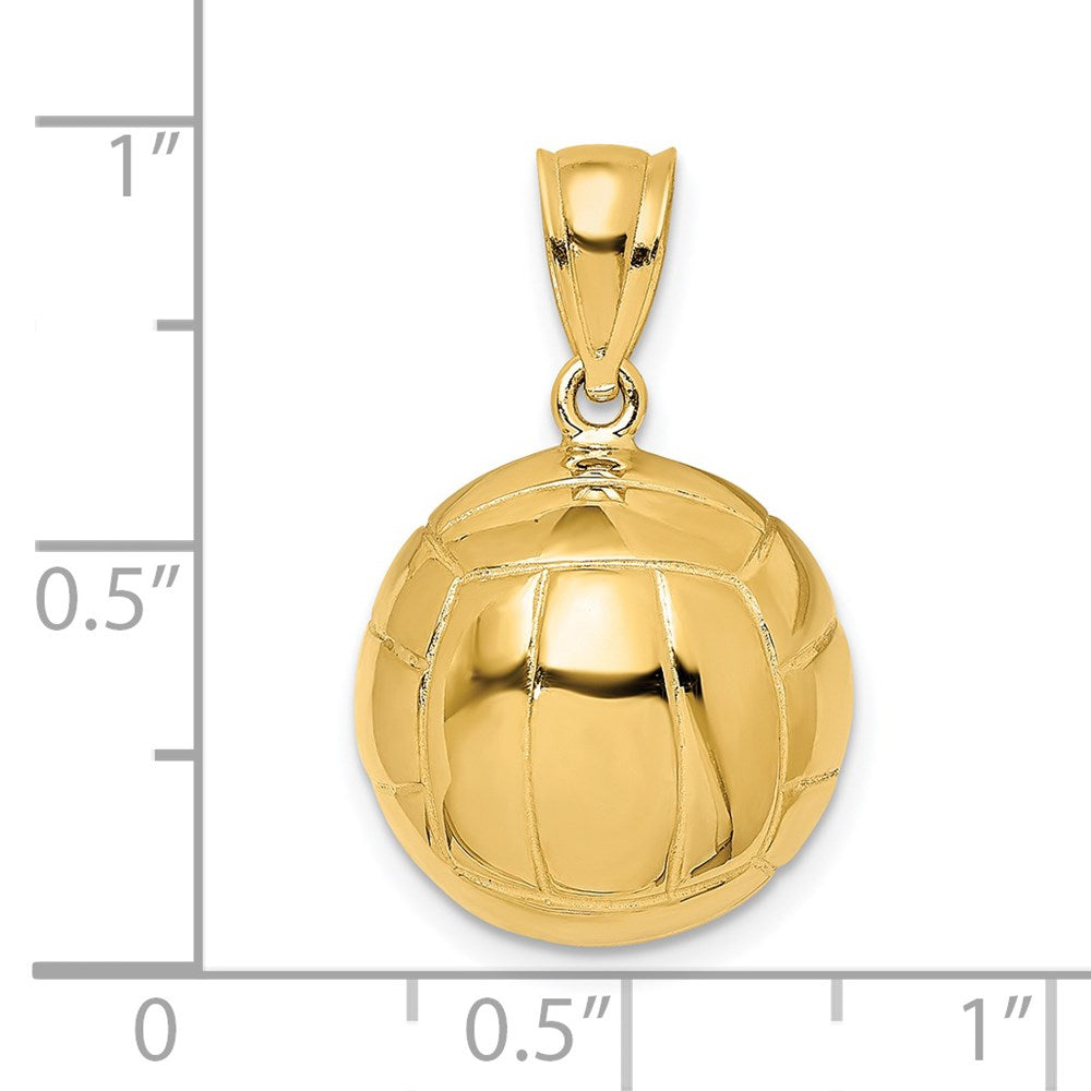 14k Yellow Gold Polished 3-D Volleyball Charm