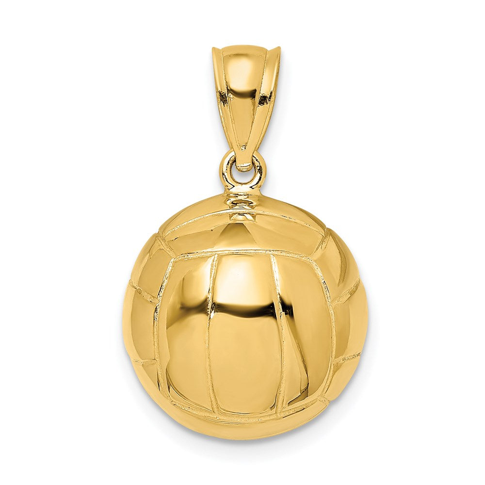 14k Yellow Gold Polished 3-D Volleyball Charm