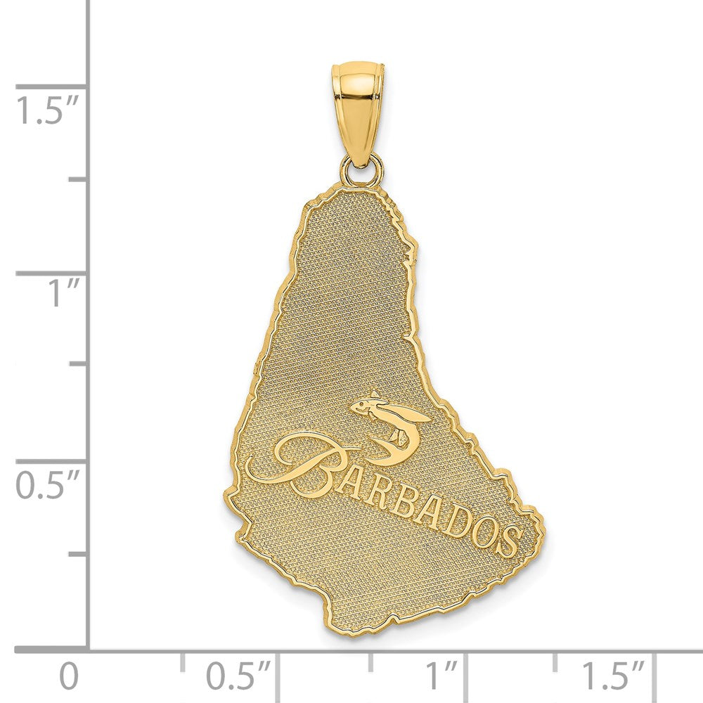 14k Yellow Gold Textured BARBADOS Map Charm