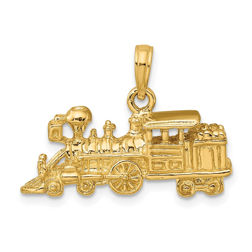 14k Yellow Gold 3-D Train Engine Charm