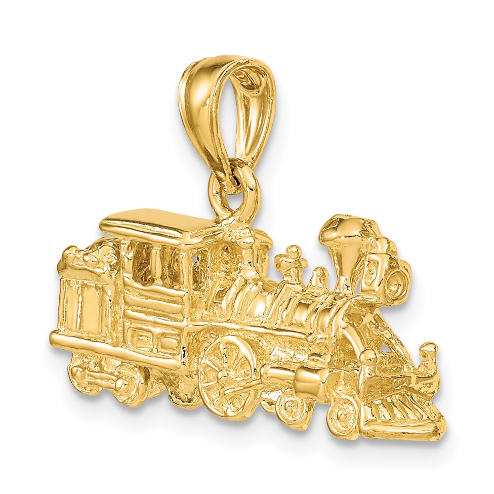 14k Yellow Gold 3-D Train Engine Charm