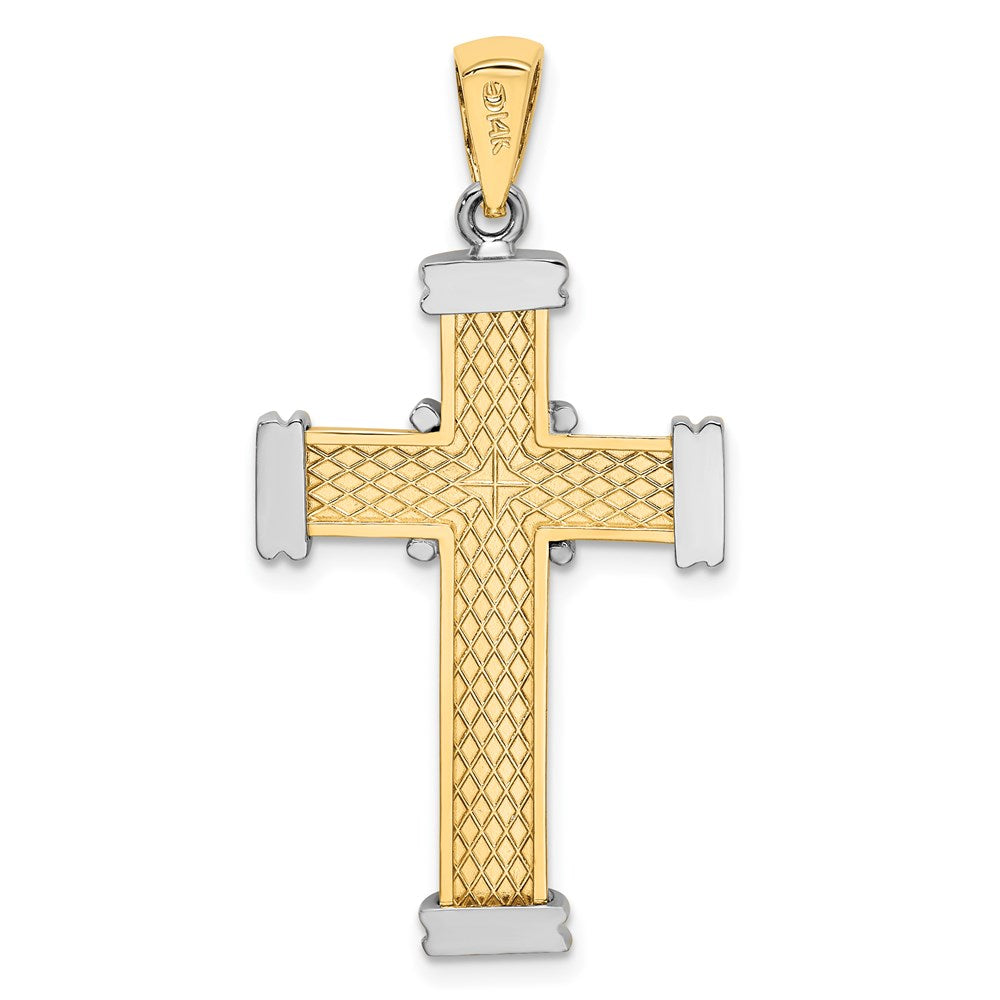 14k Two-tone Gold Polished Cross Charm