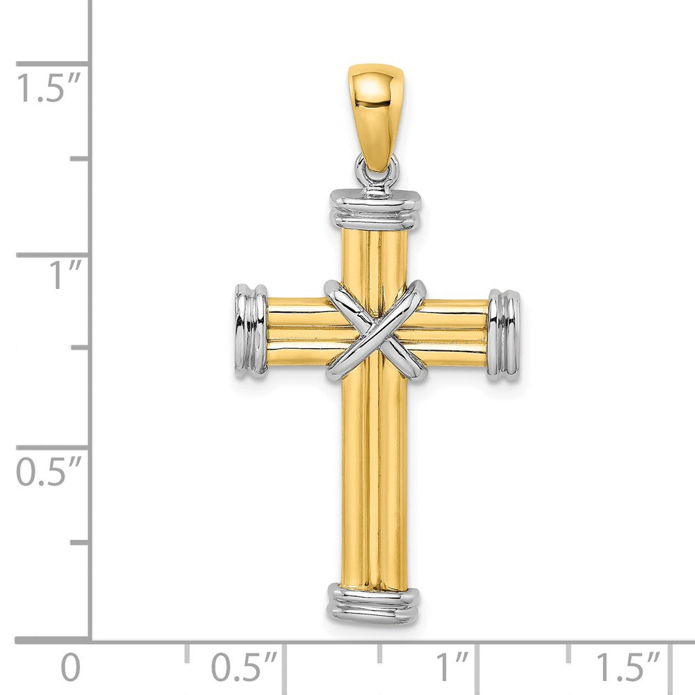 14k Two-tone Gold Polished Cross Charm