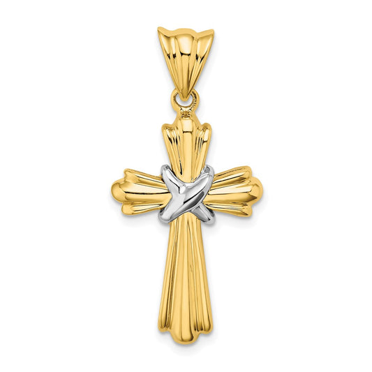 14k Two-tone Gold Two-tone Gold Polished Cross X Center Design Charm