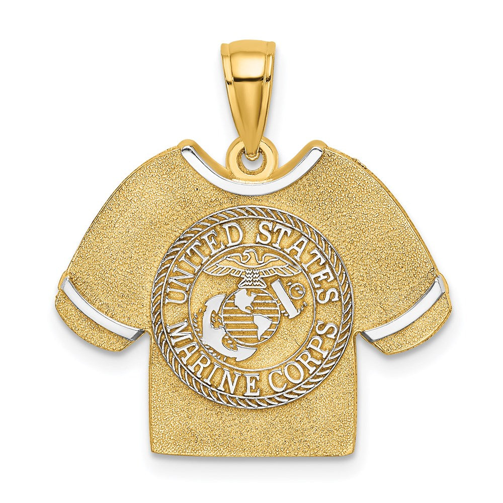 14k Yellow & Rhodium Gold w/Rhodium US MARINE CORPS T-Shirt Charm