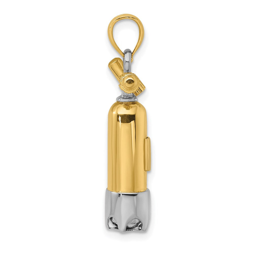 14k Two-tone Gold 3-D Single Scuba Tank Charm