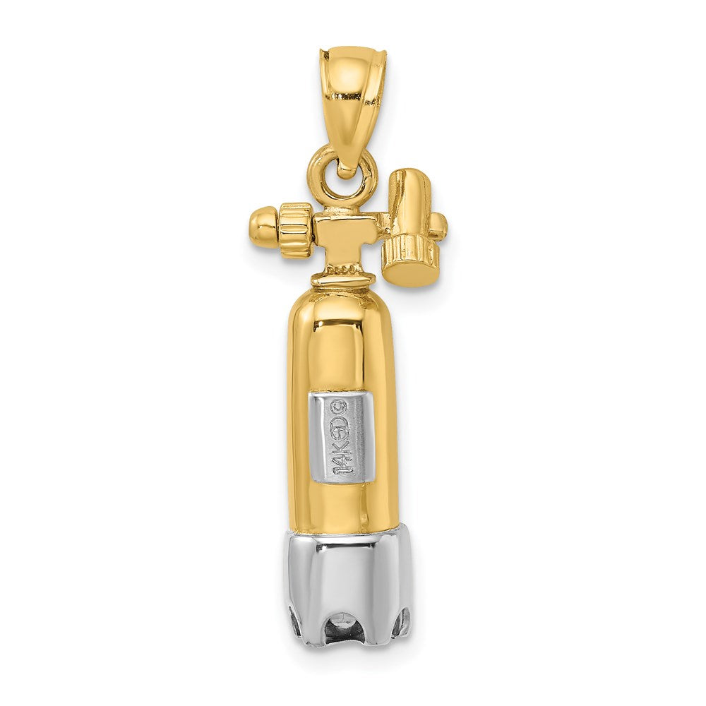 14k Two-tone Gold 3-D Single Scuba Tank Charm