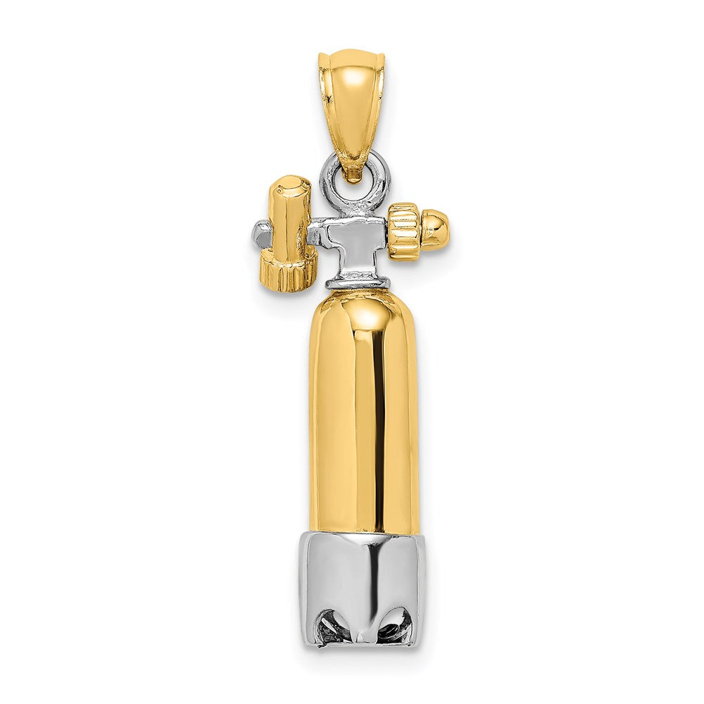 14k Two-tone Gold 3-D Single Scuba Tank Charm