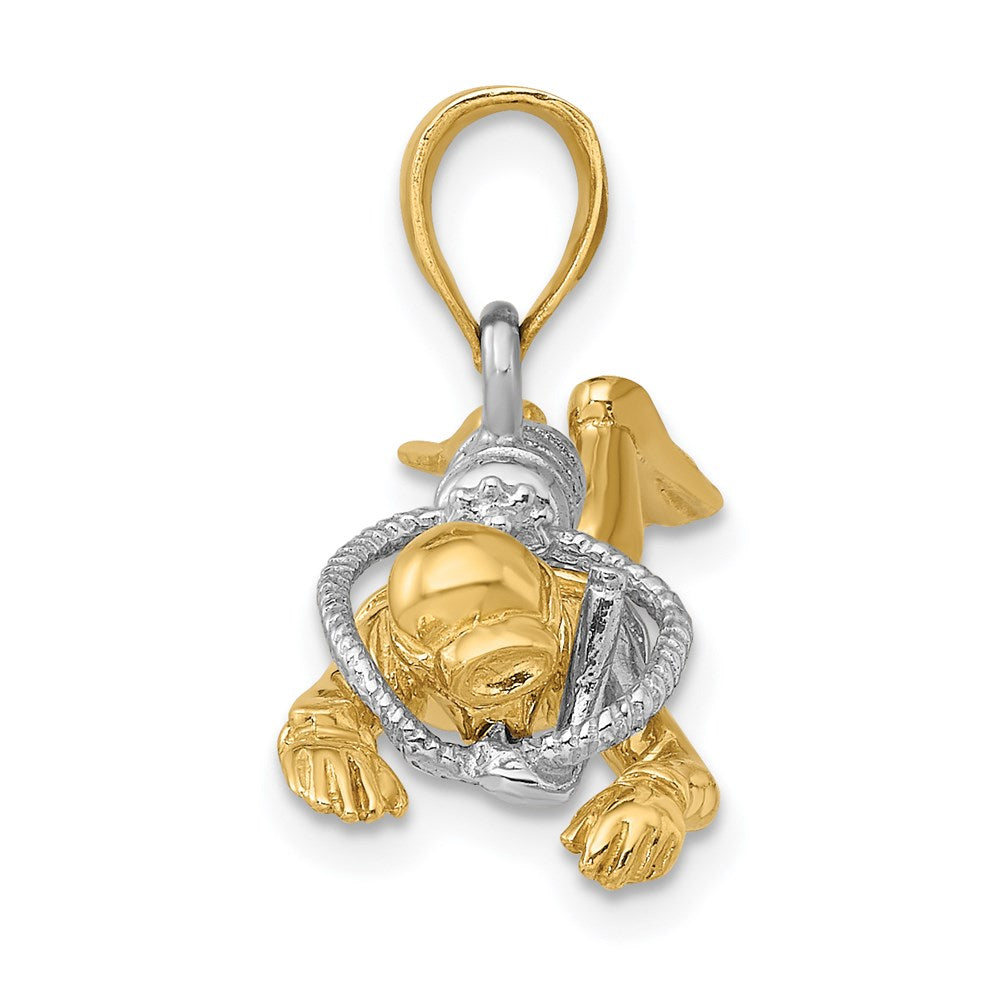 14k Yellow & Rhodium Gold w/Rhodium 3-D Male Scuba Diver Charm