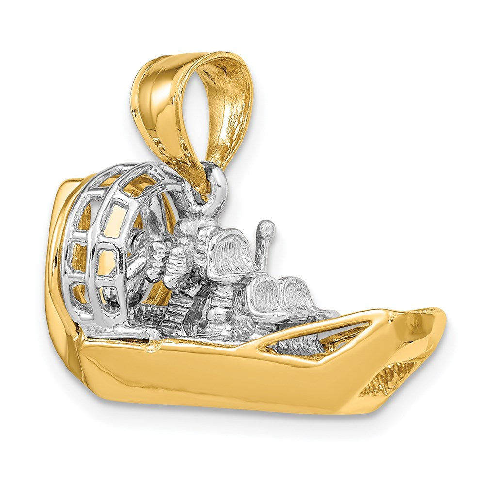 14k Two-tone Gold Two-tone Gold 3-D Airboat Charm