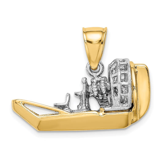 14k Two-tone Gold Two-tone Gold 3-D Airboat Charm