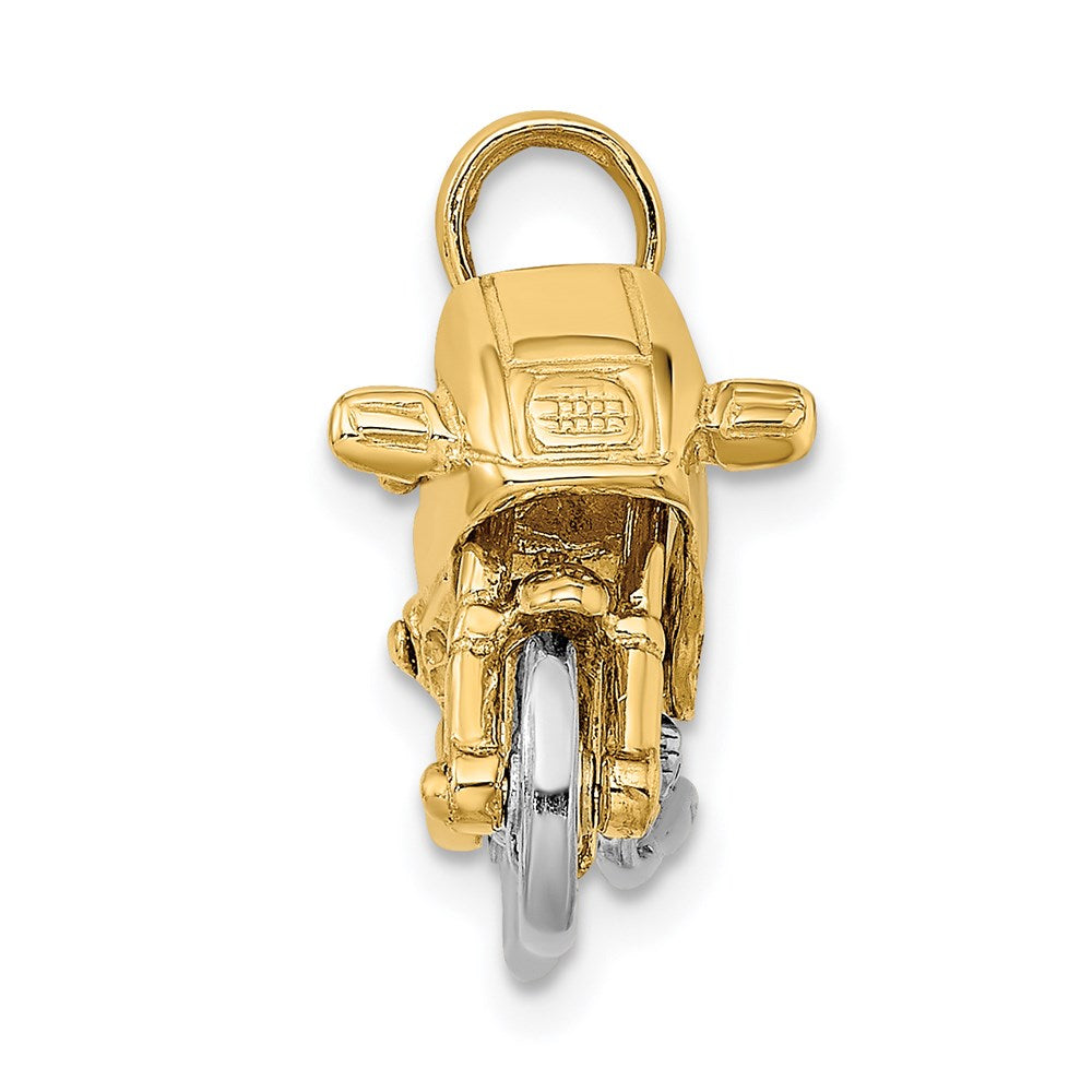 14k Two-tone Gold 3-D Moveable Motorcycle Charm