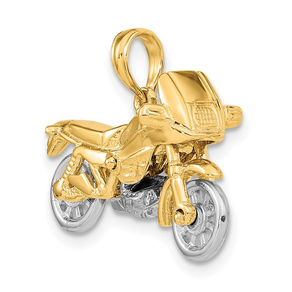 14k Two-tone Gold 3-D Moveable Motorcycle Charm