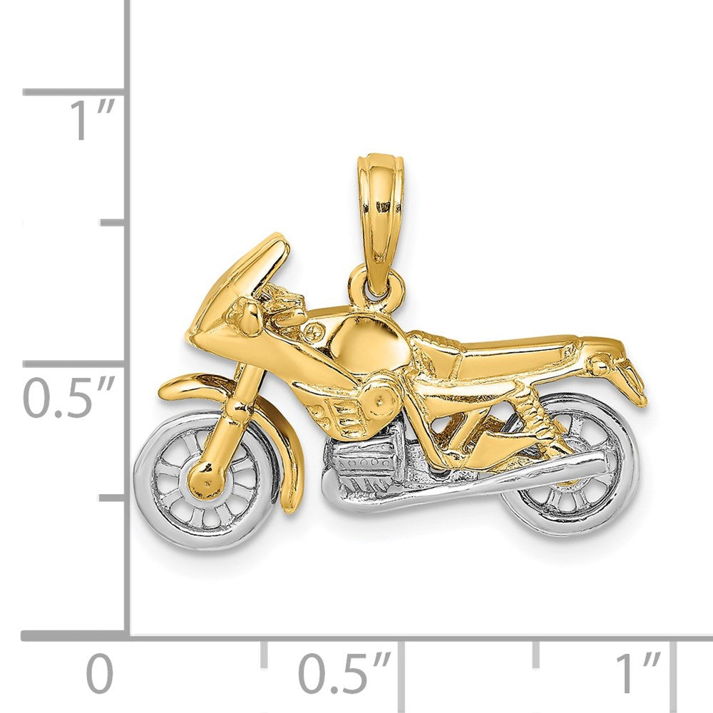 14k Two-tone Gold 3-D Moveable Motorcycle Charm