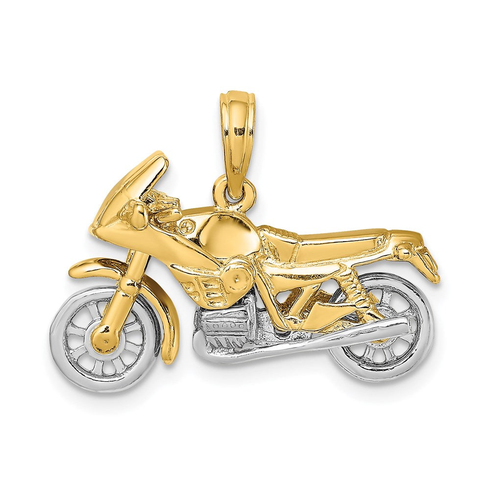 14k Two-tone Gold 3-D Moveable Motorcycle Charm