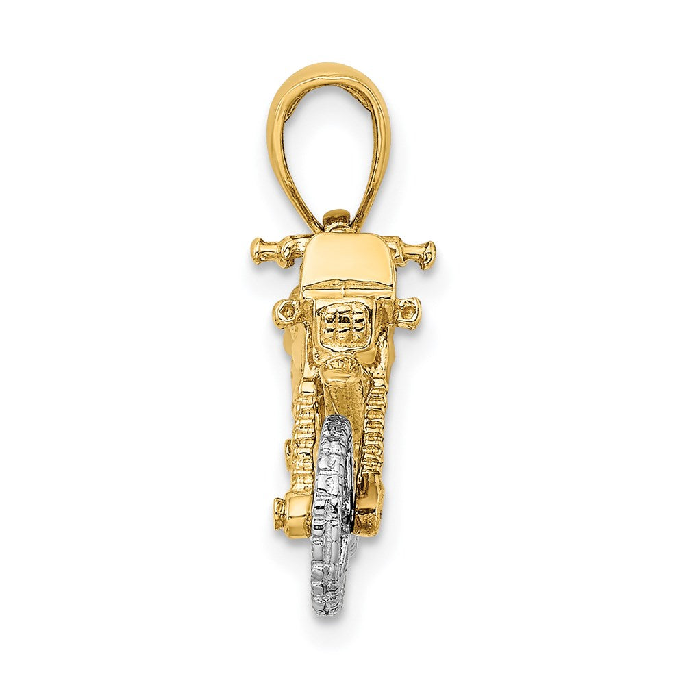 14k Two-tone Gold 3-D Moveable Dirt Bike Motorcycle Charm