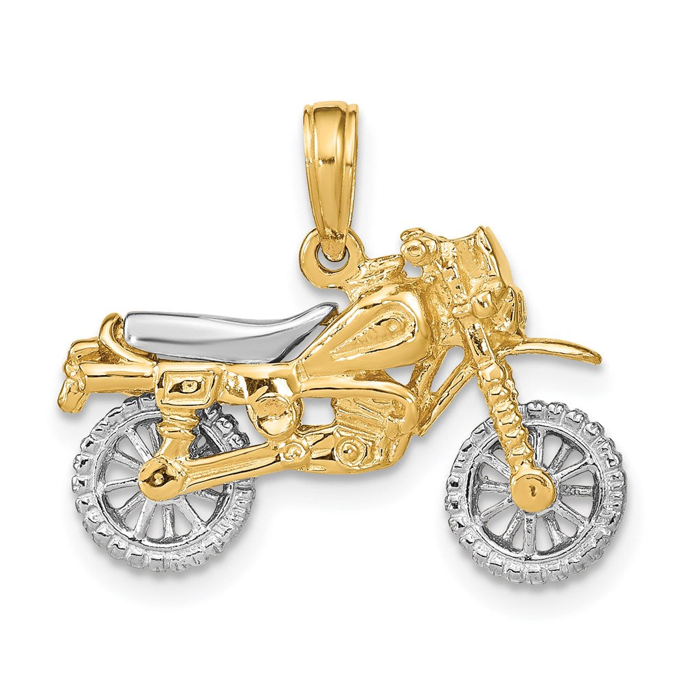 14k Two-tone Gold 3-D Moveable Dirt Bike Motorcycle Charm